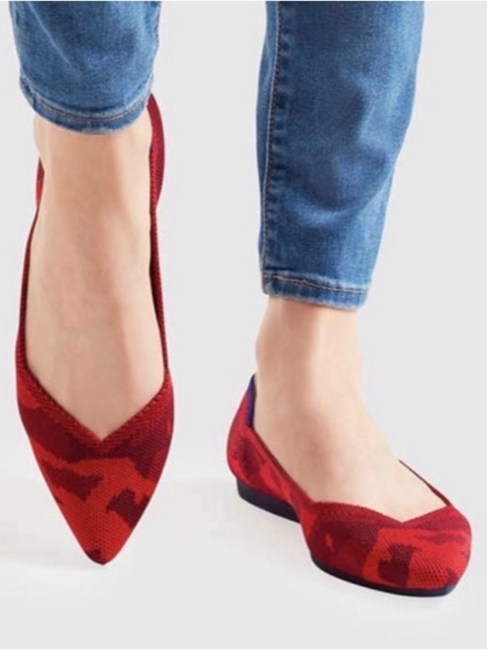 Rothy’s The Point Red Camo 8 ( Read description) Pointed Knit Ballet Flats